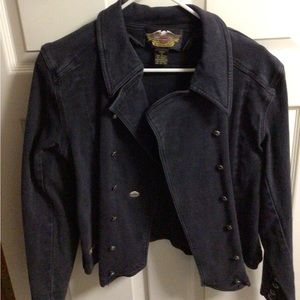 Ladies Black Harley Davidson Jean Jacket, size Medium.